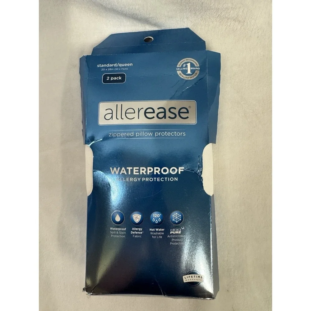 AllerEase Zippered Pillow Protectors Waterproof Standard / Queen (2Pack)